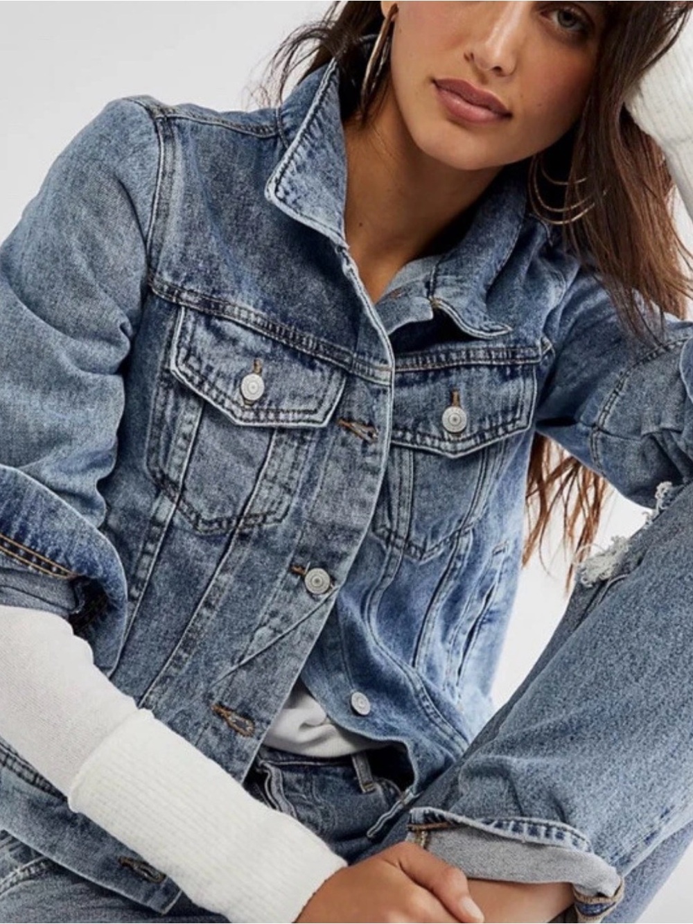 NWT Free People FP RUMORS DENIM JACKET size Large L